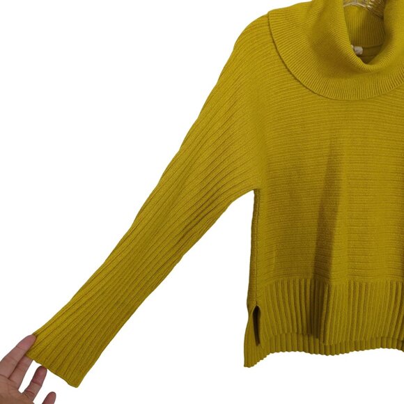 Moth By Anthropologie Mustard Yellow Turtleneck Sweater size XS Ribbed Knit - Picture 4 of 14